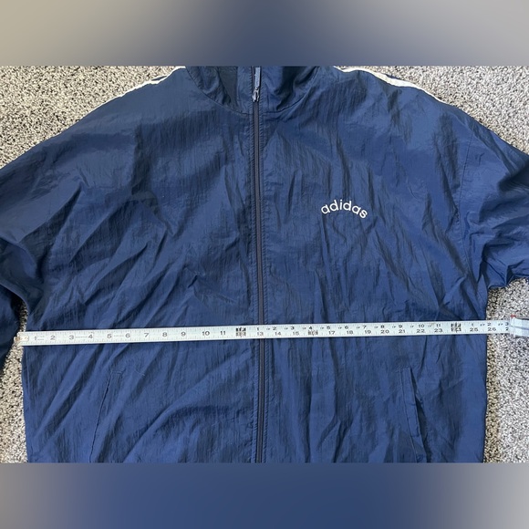 Rare Vintage D8 F182 Adidas Blue and White Striped Zip Up Windbreaker Jacket NWT - Picture 5 of 9